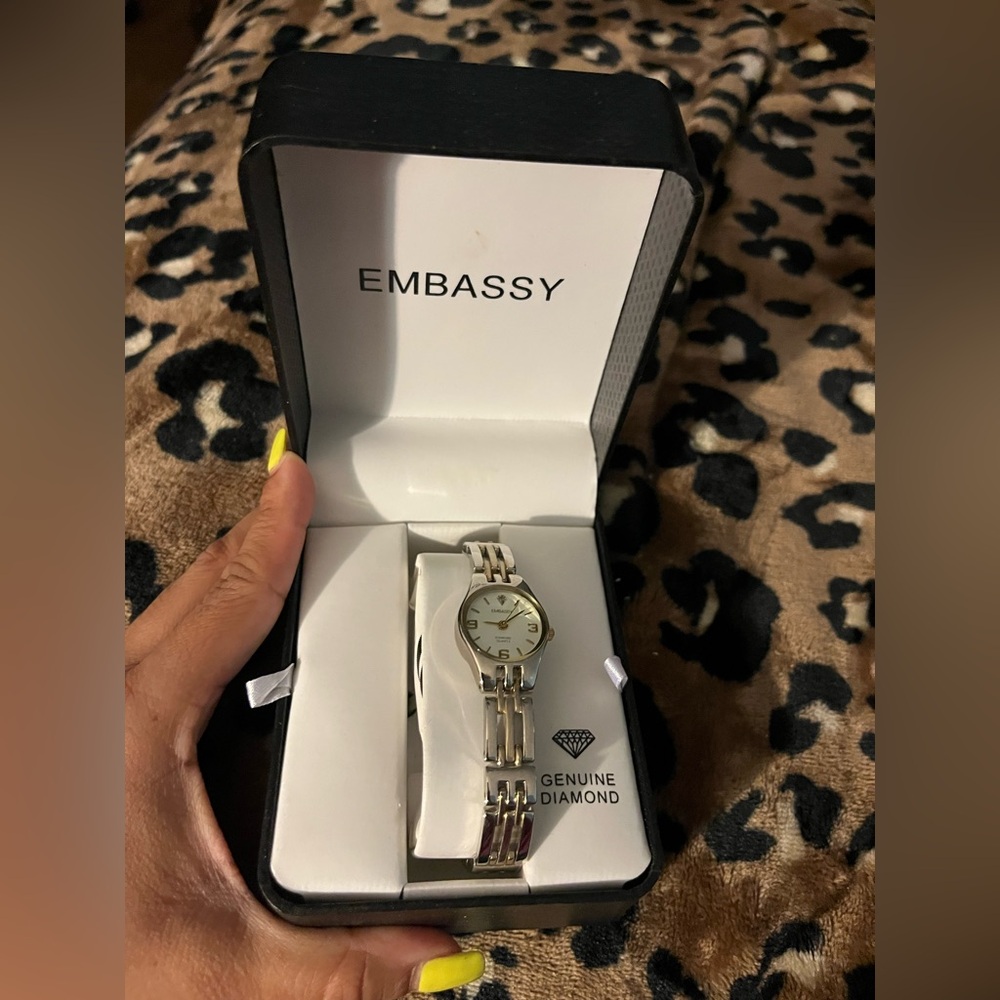 Embassy Women's Elegant Silver Watch with Diamond Accent